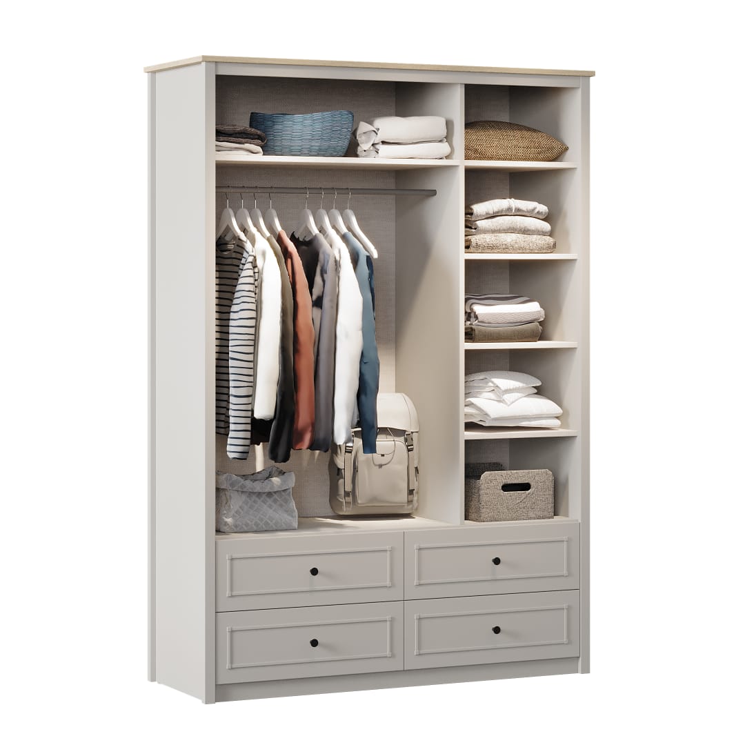 Almila Sento 3 Doors Wardrobe With Drawers