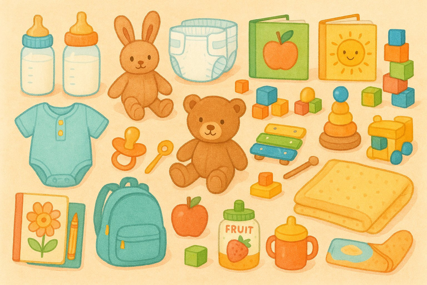 Pieces of everything a baby needs
