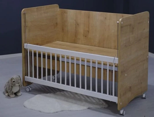 BabyWhen 1091 Wooden Rocking Mother Side Crib with wheels 120 X60