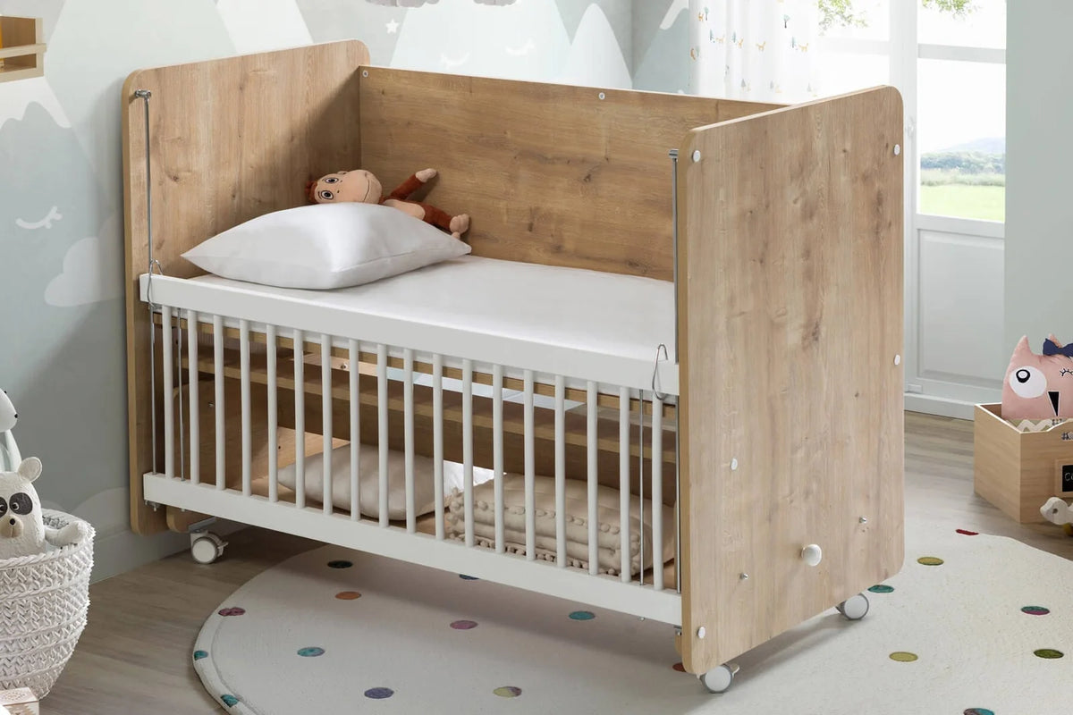 BabyWhen 1091 Wooden Rocking Mother Side Crib with wheels 120 X60
