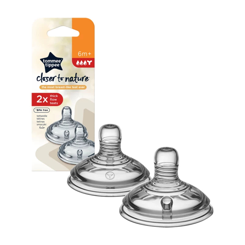 Tommee Tippee Closer to Nature, Thick Flow Teats, 2 Pieces 6+m