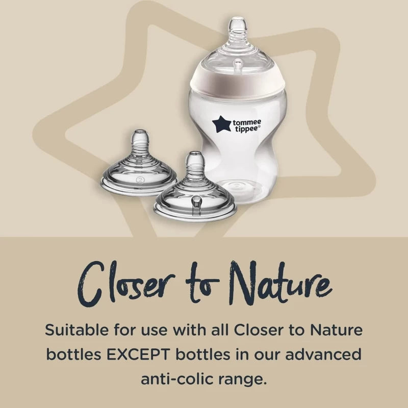 Tommee Tippee Closer to Nature, Thick Flow Teats, 2 Pieces 6+m
