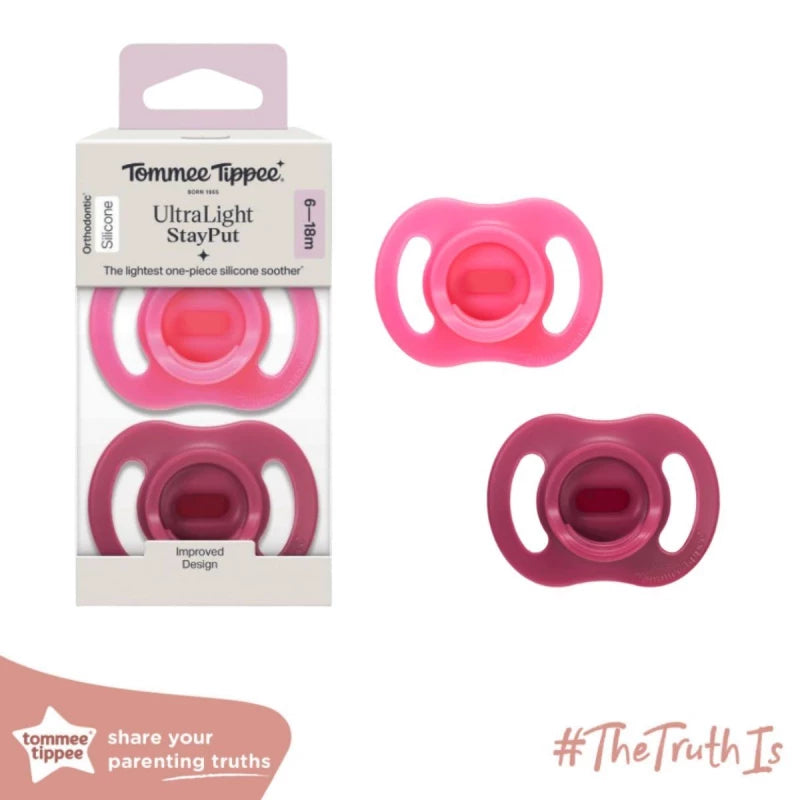 Tommee Tippee UltraLight StayPut Orthodontic Silicone Soother, 6-18 m Blue & Yellow