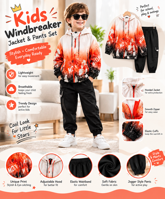 Kids’ Windbreaker Jacket &amp; Pants Set