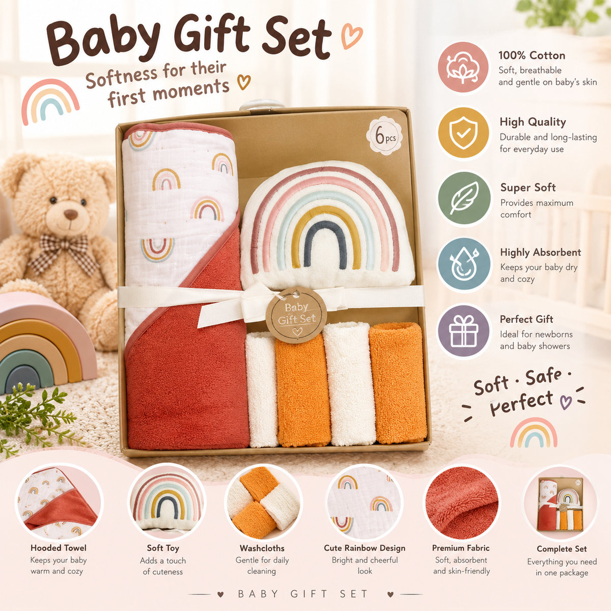 Baby Receiving Blanket &amp; Bib Set