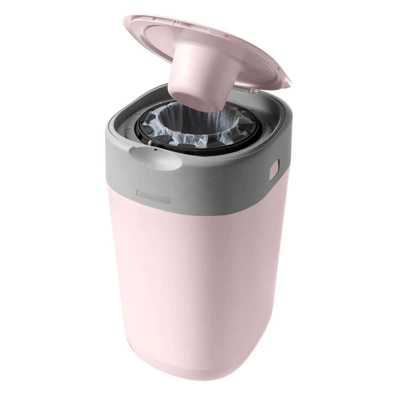 Tommee Tippee Twist & Click Nappy Disposal Bin Pink, Odour-Sealing, Antibacterial Film, Holds 30 Nappies, Eco-Friendly, Stylish Design