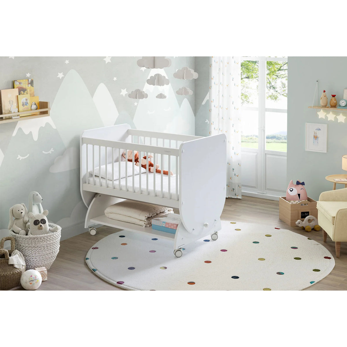 BabyWhen Swinging Wheeled Cradle 50×90, White (BW1030)