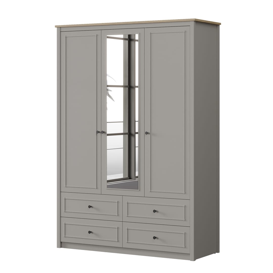 Almila Sento 3 Doors Wardrobe With Drawers