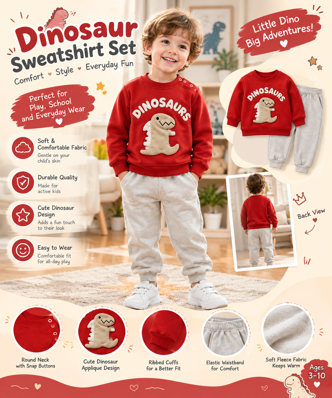 Baby Dinosaur Sweatshirt &amp; Pants Set